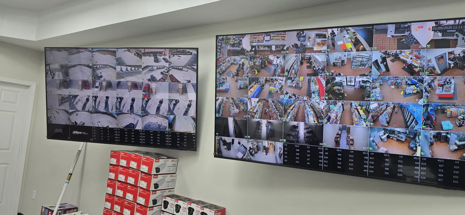 Wall-mounted multiview monitor in a back office